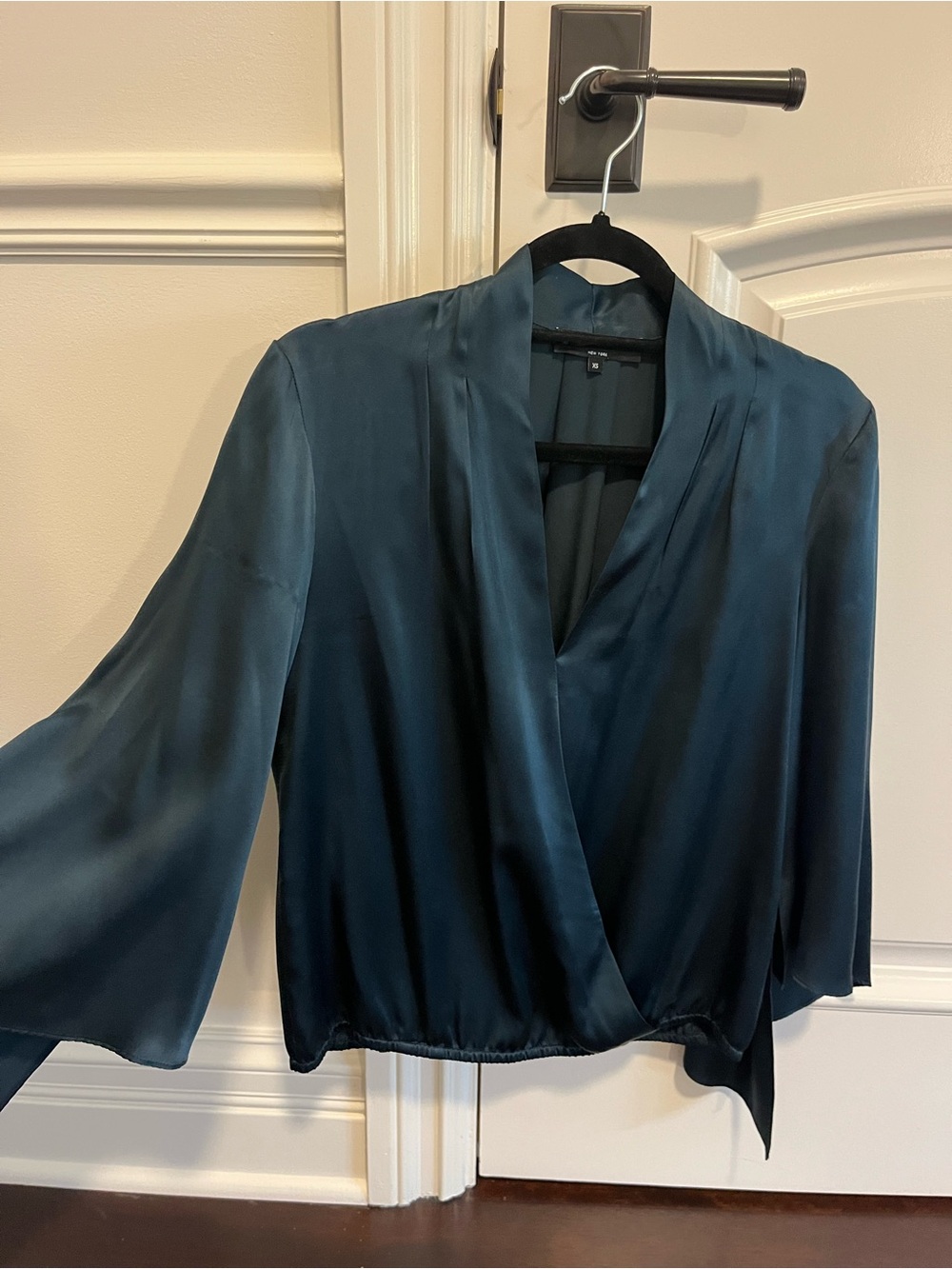 Generation Love Teal Satin Wrap Blouse